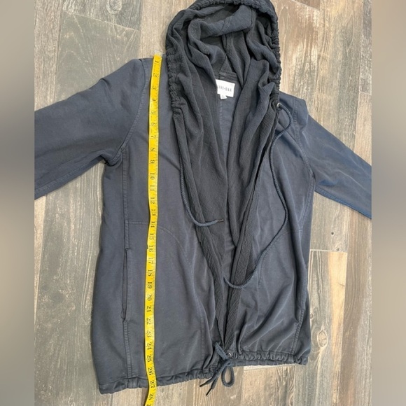 Olive + Oak Gray Pieced Hoodie Jacket Open Front Drawstring Hem Med the buckle - Picture 7 of 10